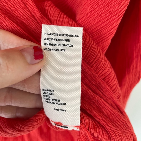 Free People S Red Gauzy Wrap Check On It Blouse Top - Picture 6 of 12